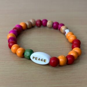 Peace Bead Bracelet in Red, Orange, Green, White